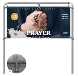 In-Ground Outdoor Banner Frame Holding A Custom Vinyl Banner By Signazon