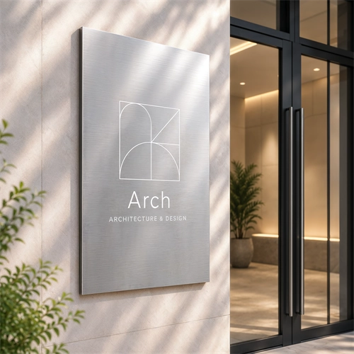 Custom Printed Business Brushed Silver Gold Metal Sign