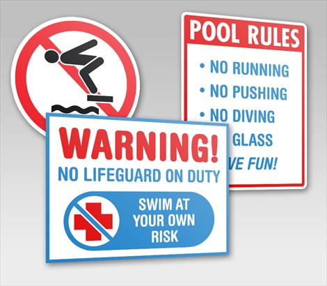 Custom water and swimming pool safety signs Design