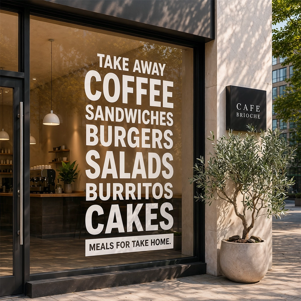 Custom Vinyl Store Window Lettering With Business Hours On A Glass Door By Signazon