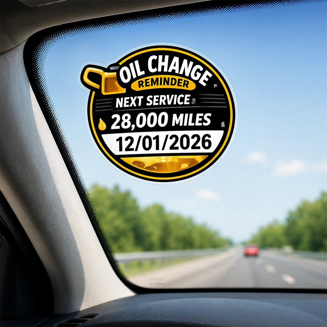 Custom Oil Change Service Stickers With Reminder Labels For Mileage And Next Service Date - Signazon