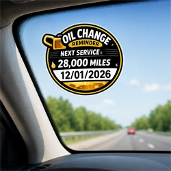 Custom Oil Change Service Stickers With Reminder Labels For Mileage And Next Service Date - Signazon