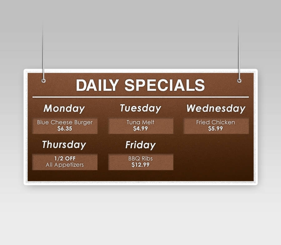 black acrylic menu boards, menu display panels, perspex menu display  panels, wall mount menu panels