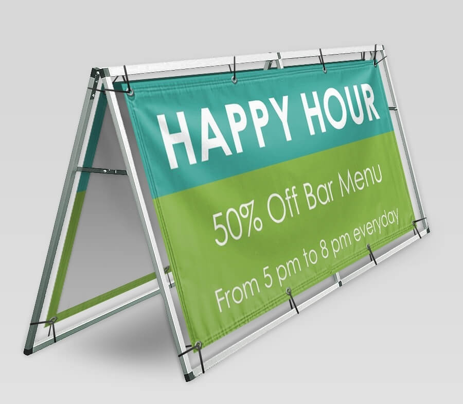GoBigBanners Now Open Banner Teal Texture 45x32 Small A-Frame Banner 