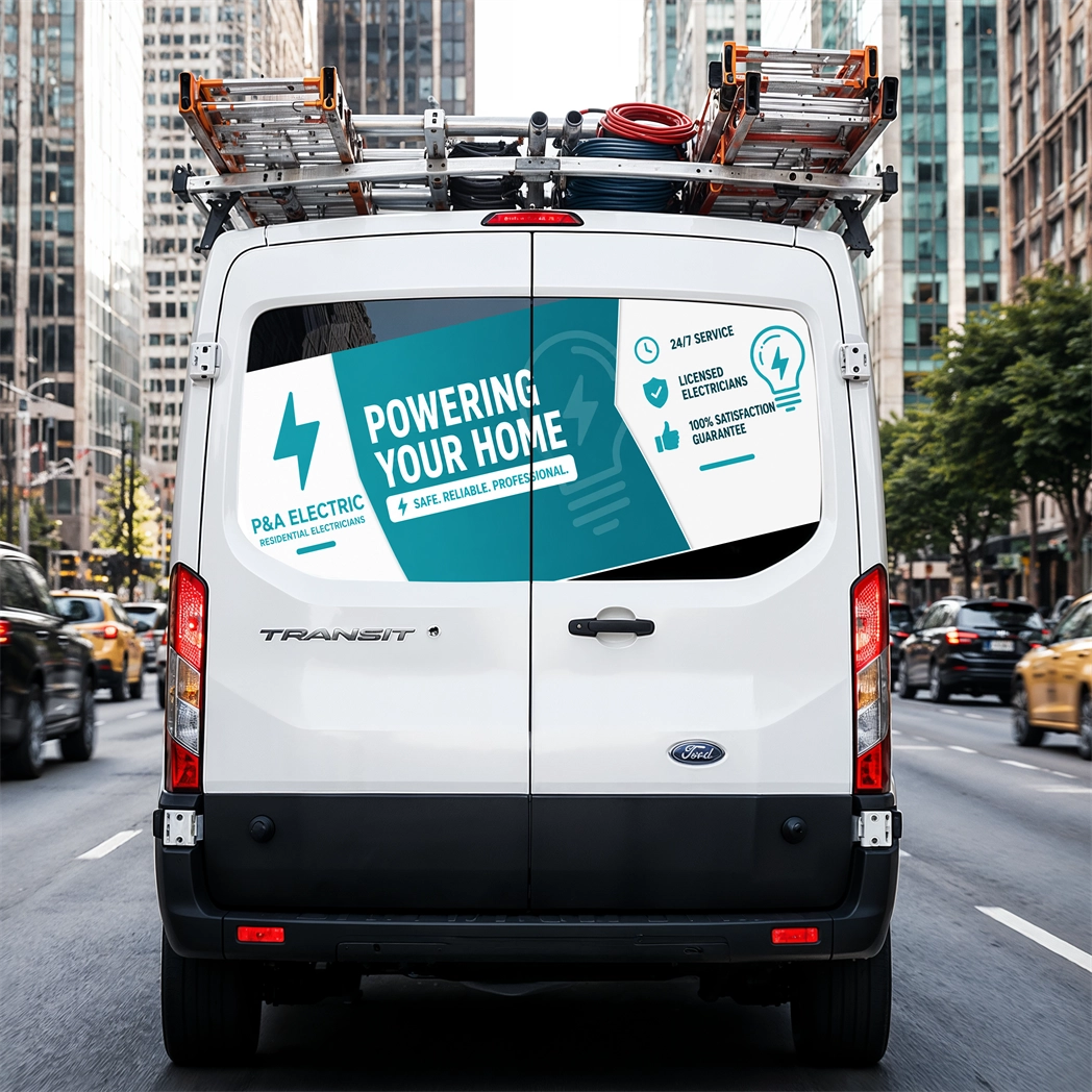 Custom Van Window Decals With Company Logo And Contact Info For Fleet Branding - Signazon